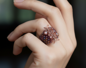 handmade beaded ring with colorful accents
